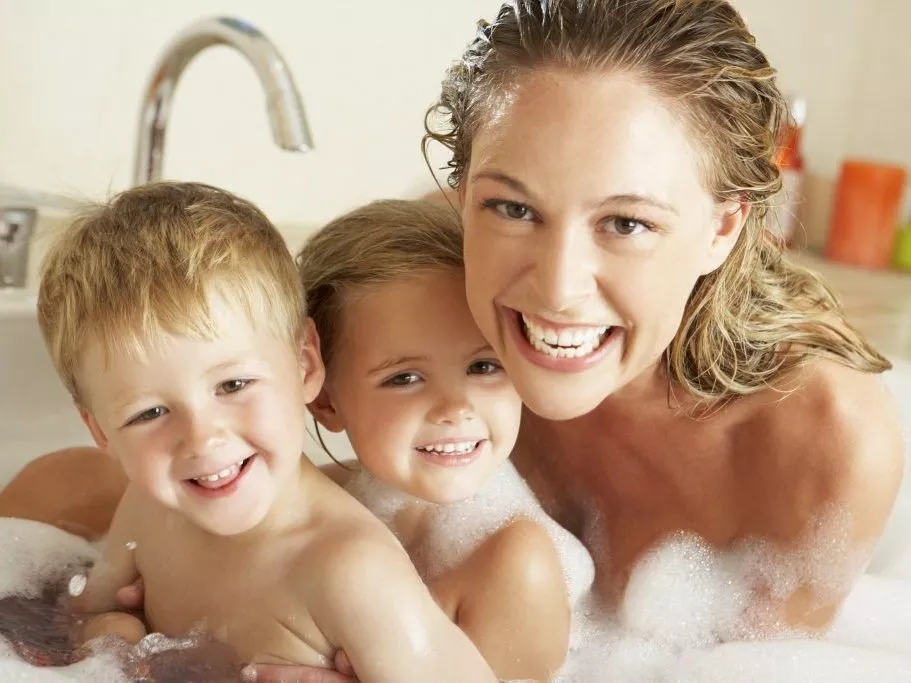 Family enjoying their newly renovated bathroom
