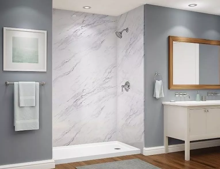 Modern shower installed during shower to shower renovation